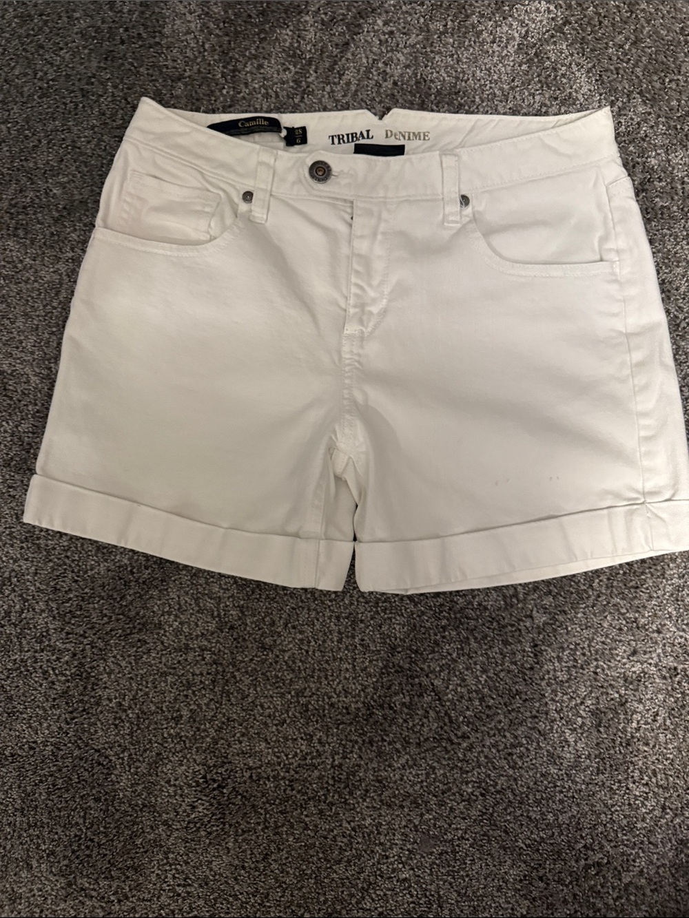 Tribal White Cuffed Women's Denim Shorts